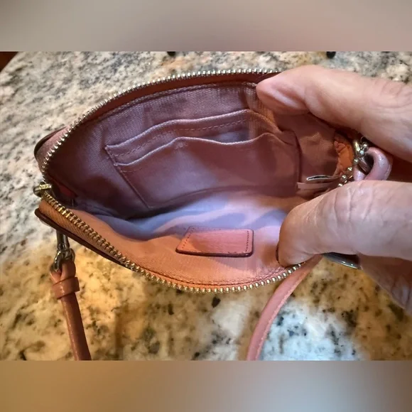 Coach Pink Leather wristlet. - Picture 3 of 11